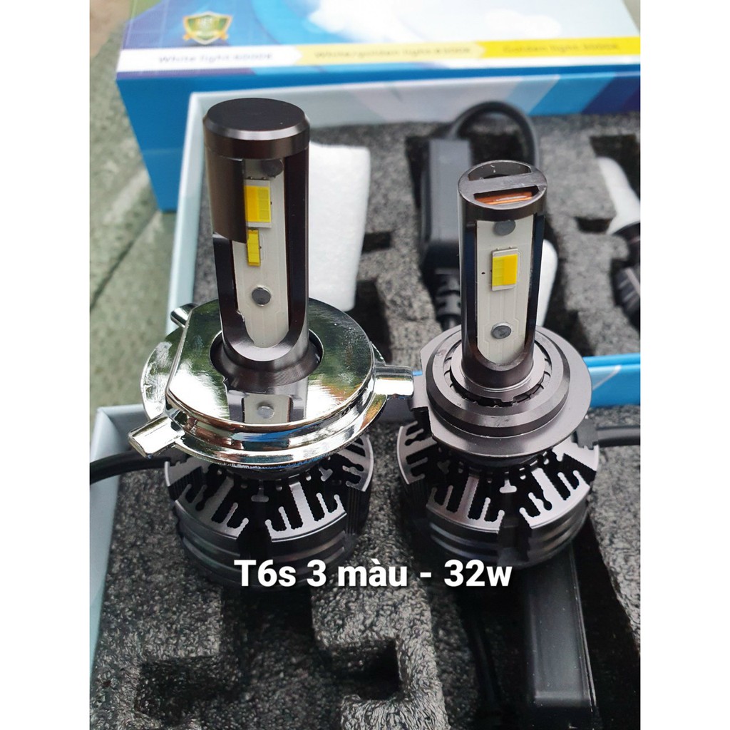 [Video]đèn led pha cao cấp T6 3 màu lắp ô tô xe máy hàng chuẩn loại 1. có chế độ sáng trắng, sáng vàng