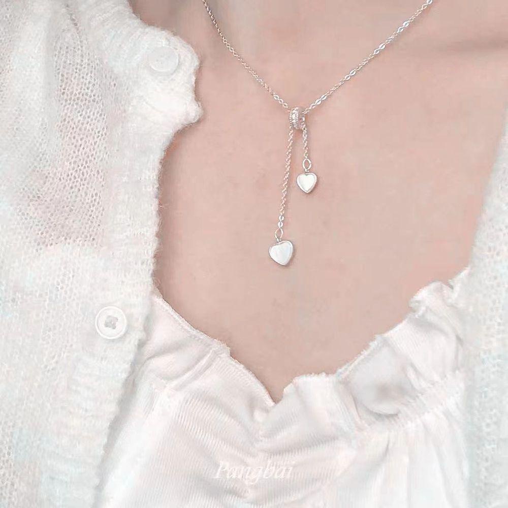 Vòng Cổ Choker Bằng Thép Titan Mặt Hình Trái Tim Thanh Lịch Cho Nữ