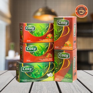 1 HỘP TRÀ TÚI LỌC ĐÀO COZY , DÂU