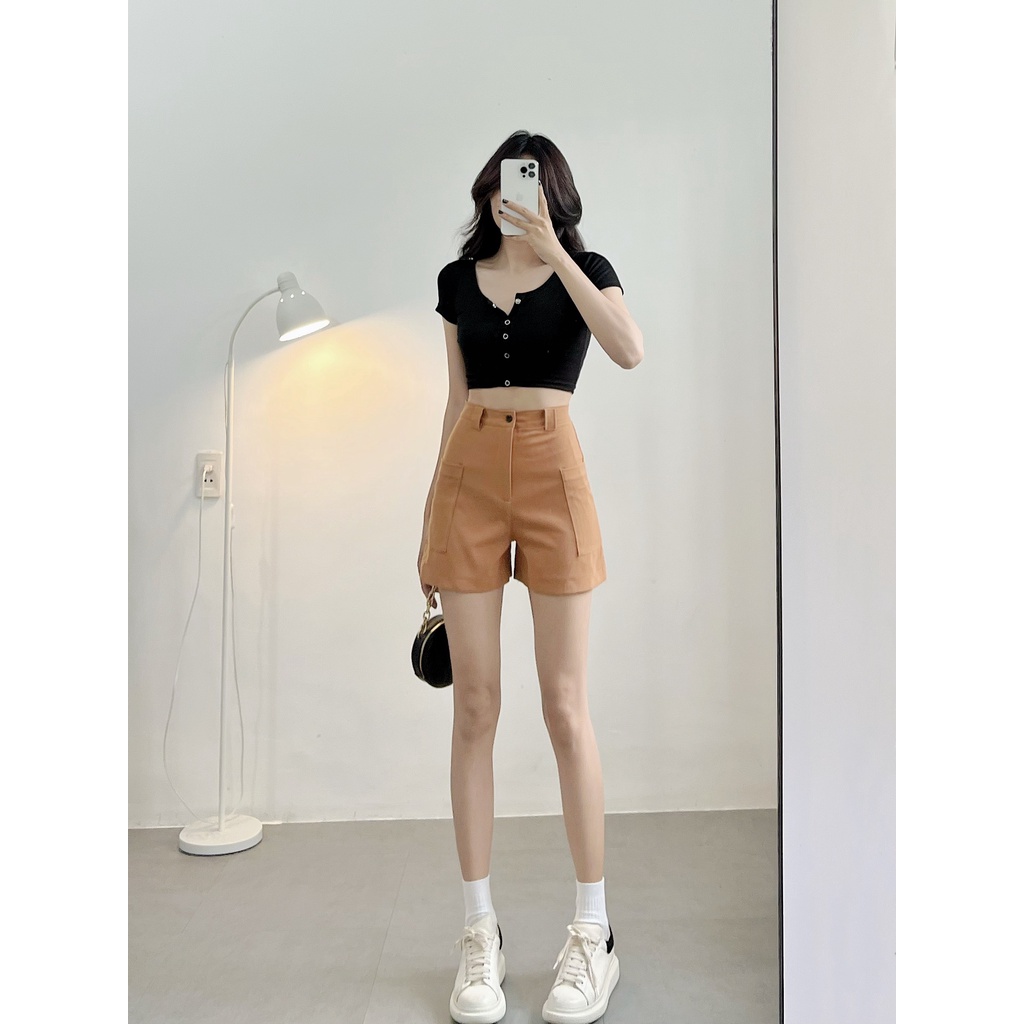 Quần short HHVINTAGE kiểu ống rộng, có túi