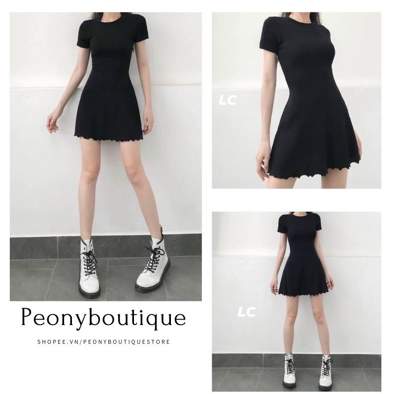 Váy Cộc Tay Dáng Ôm Đuôi Bèo Nữ 🌺 Đầm body tiểu thư bánh bèo tay lỡ màu đen trơn basic thiết kế cá tính, độc đáo 🌺