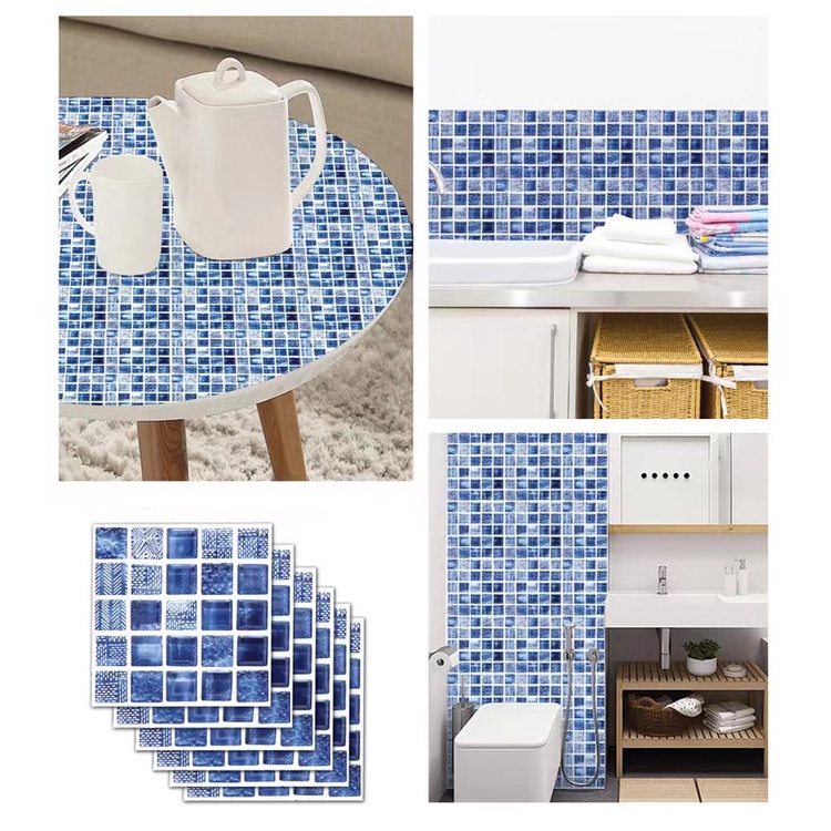 Giấy Dán Tường Tự Dính Bằng Pvc Họa Tiết Gạch 3d Chống Thấm Nước Trang Trí Nhà Bếp / Phòng Tắm