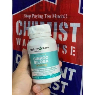 Viên uống bổ não Ginkgo 6000mg Healthy Care Úc lọ 60 viên