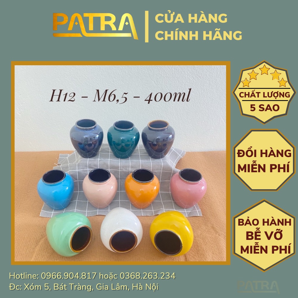 Cốc lu uông nước, vò uống rượu, uống bia chất gốm sứ Bát Tràng