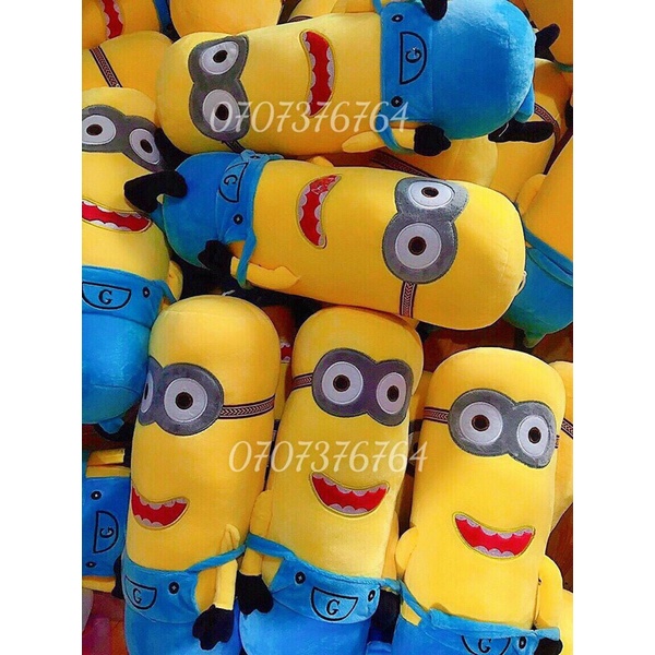 90cm GỐI ÔM THÚ BÔNG MINION Cute - Lông Nhung Mịn - Cao Cấp