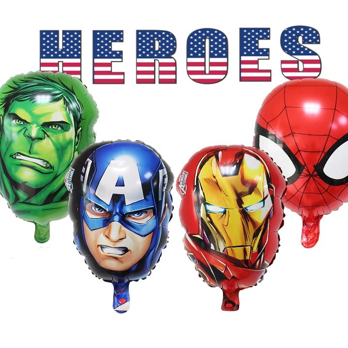 Bong bóng thiết kế siêu anh hùng nhiều mẫu tùy chọn dành cho trang trí tiệc tùng sinh nhật