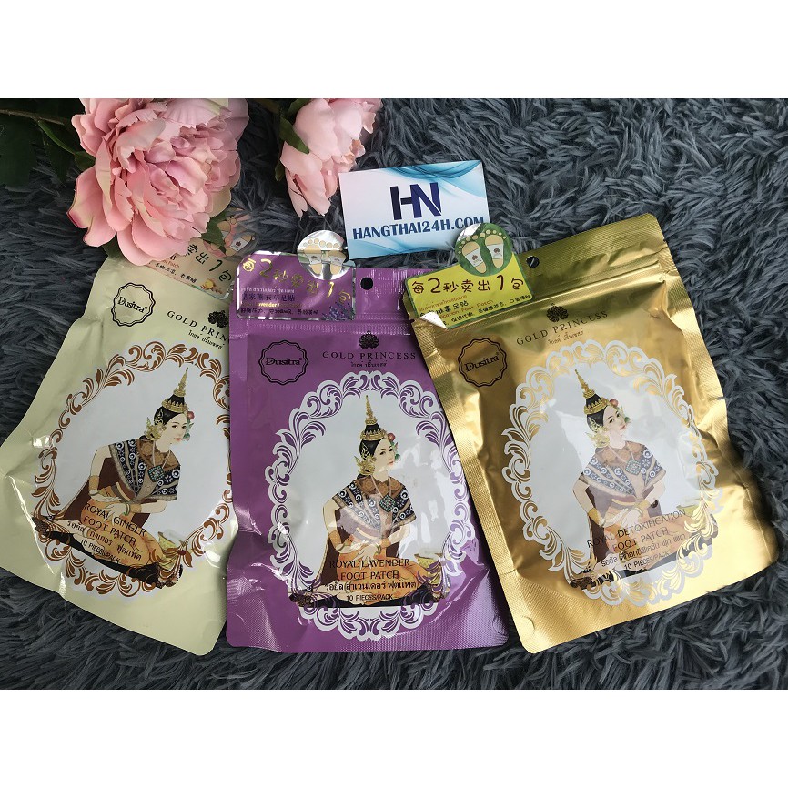 MIẾNG DÁN THẢI ĐỘC BÀN CHÂN GOLD PRINCESS OẢI HƯƠNG/THAN TRE/GỪNG