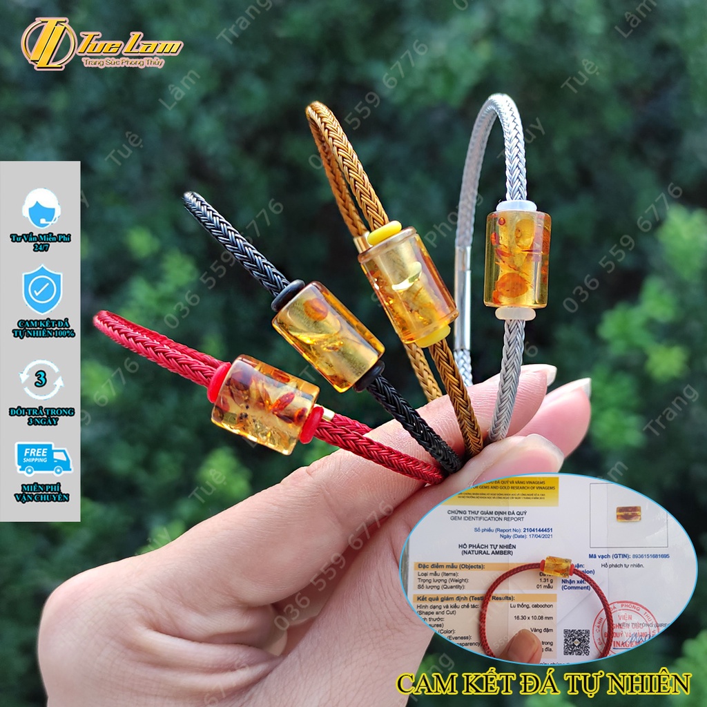 Vòng Tay Lu Thống Ho-Phach Cánh Hoa Nâu Vàng May Mắn Tài Lộc - DIY Tuệ Lâm