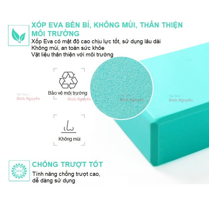 Gạch tập yoga - Yoga block xốp EVA nén bền chắc , chống trượt , chống mài mòn điều chỉnh sai tư thế , hỗ trợ tập luyện