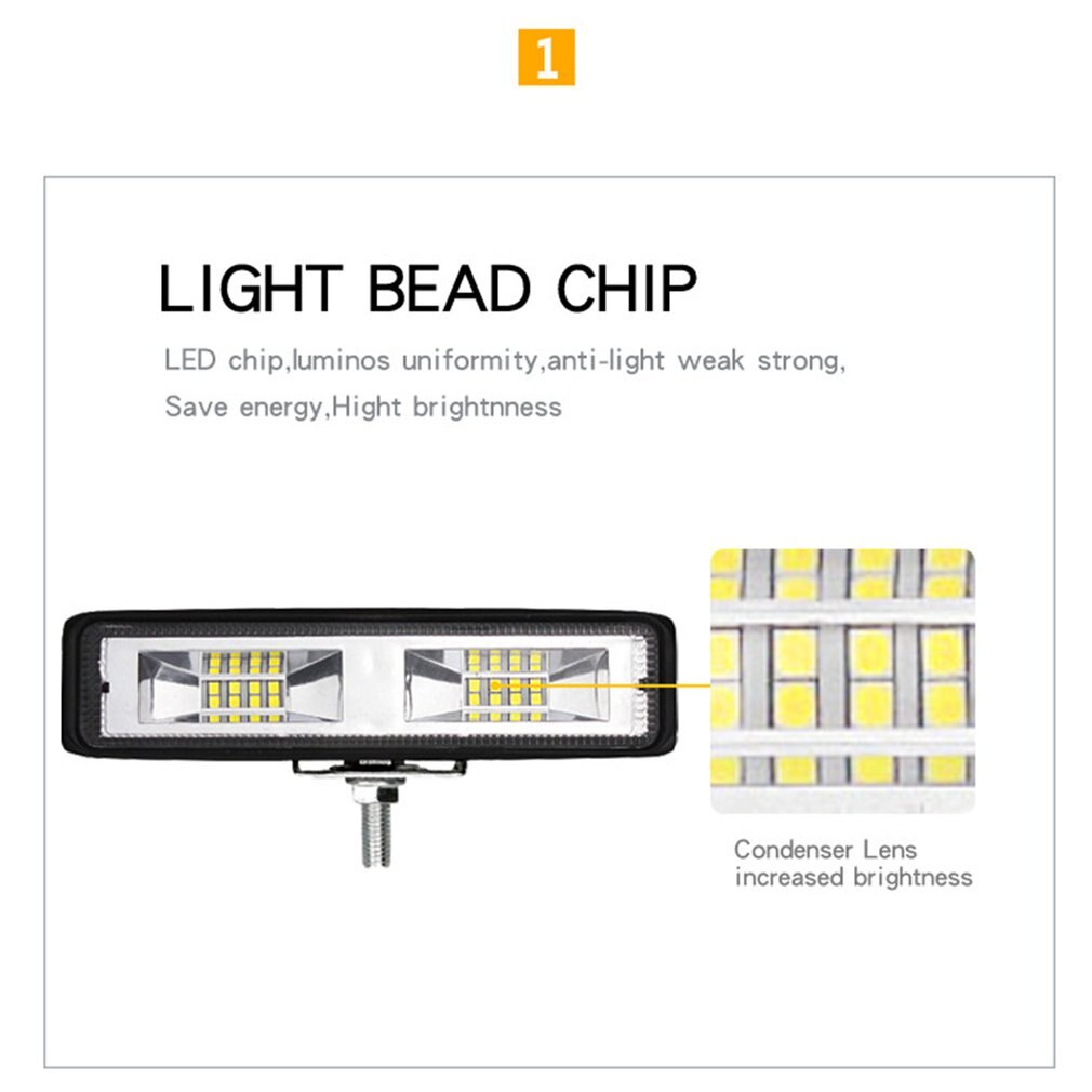 Đèn Trợ Sáng 16 LED 48W 6000K Hỗ Trợ Chiếu Sáng Cho Ô Tô Xe Máy