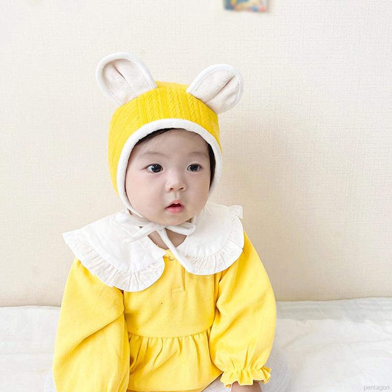 Mũ dệt kim tai gấu mềm mại giữ ấm cho trẻ sơ sinh mùa đông