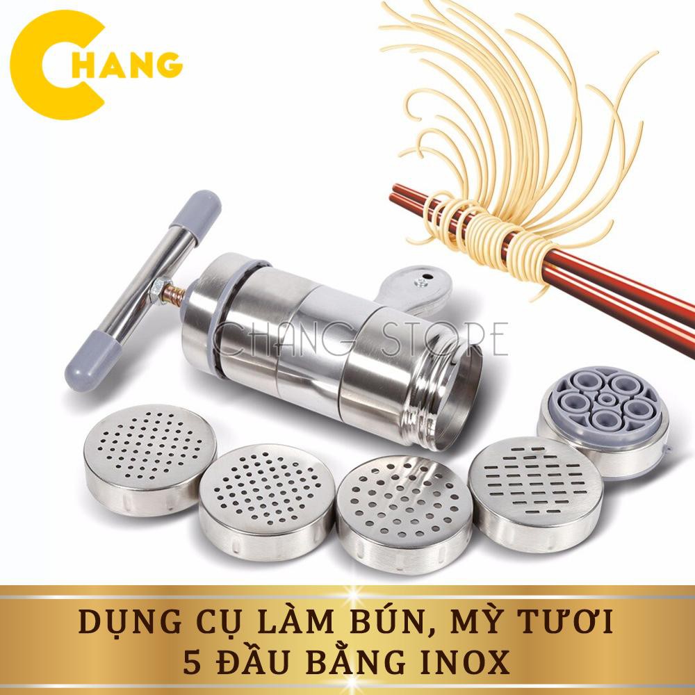 Dụng Cụ Làm Bún, Mỳ Tươi, Nui 5 Đầu Bằng Inox Đa Năng