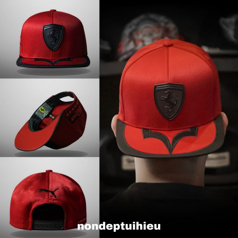 Mũ Nón lưỡi ngang logo Puma Ferrari chất cotton dù Hàn Quốc cao cấp chính hãng,phom cứng cáp màu đỏ Nón free size