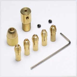 Bộ đầu kẹp mũi khoan trục 3.17mm, mũi khoan 0.8mm, 1.2mm, 1.8mm, 2.5mm, 3.2mm
