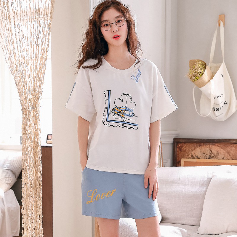 [Best sale] Bộ đồ mặc nhà thun cộc tay cute [BC02]