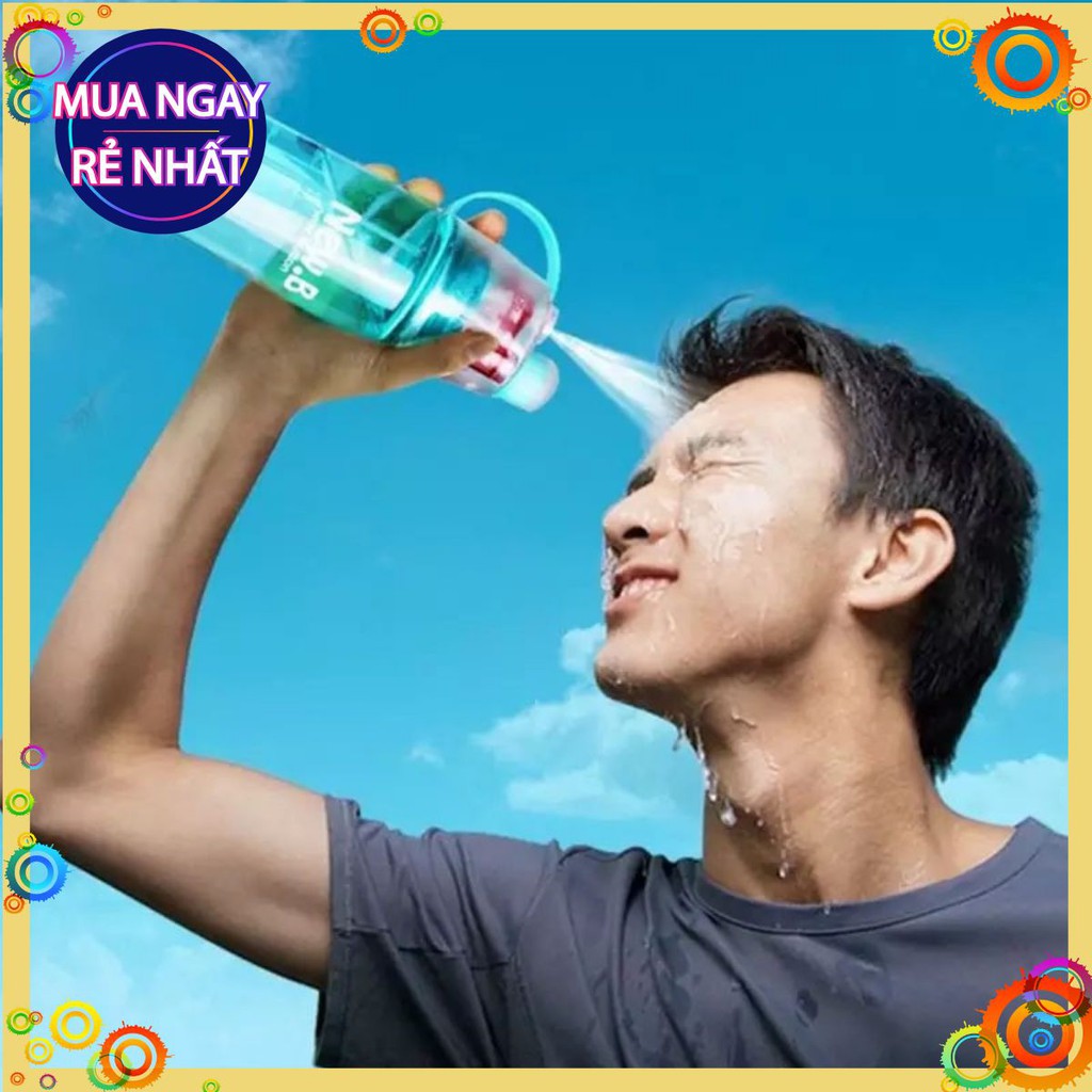 Bình nước thể thao 600ml phun sương -Bình nước thông minh tiện lợi có thể mang đi chơi thể thao, đi học,thể dục⭐️D-GD400