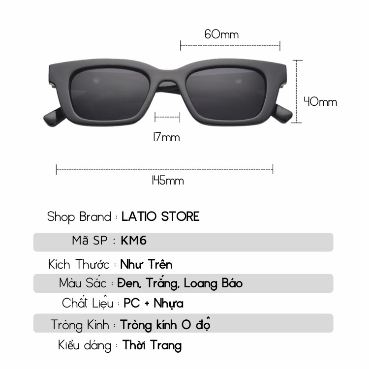 Kính mát thời trang nữ cao cấp gọng chữ nhật siêu ngầu mắt kính chống tia UV LATIO KM7 | BigBuy360 - bigbuy360.vn