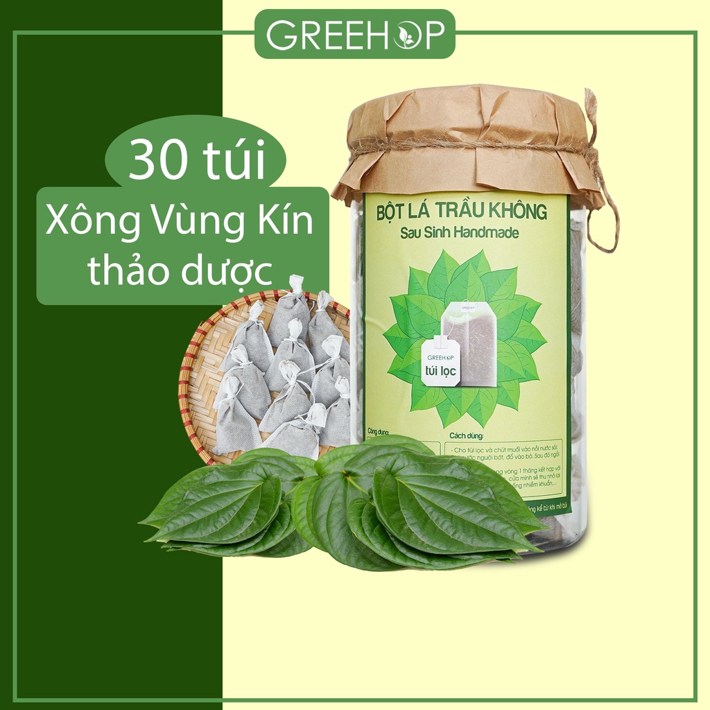 Xông vùng kín thảo dược Greehop, bột trầu không giúp giảm mùi hôi, se khít, hồng hào