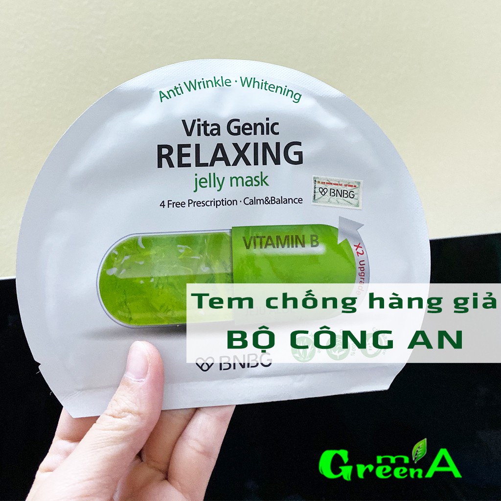 Mặt Nạ BNBG Xanh Lá [HỘP 10 MIÊNG] Vita Genic Relaxing Jelly Mask Vitamin B Hỗ Trợ Phục Hồi Da Hư Tổn 30ml [NHẬP KHẨU]