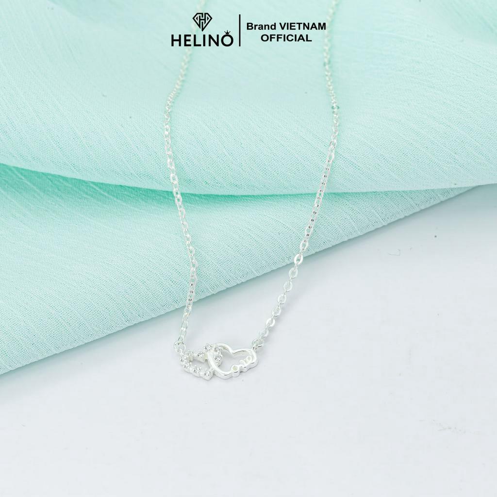 Dây chuyền bạc nữ HELINO trái tim love lồng nhau đính đá C41