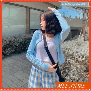 Áo Thun Cadigan Dài Tay Croptop - Phông Thun Len Tăm Khoác Mỏng Trơn Basic Kiểu HÀN QUỐC SIÊU HOT
