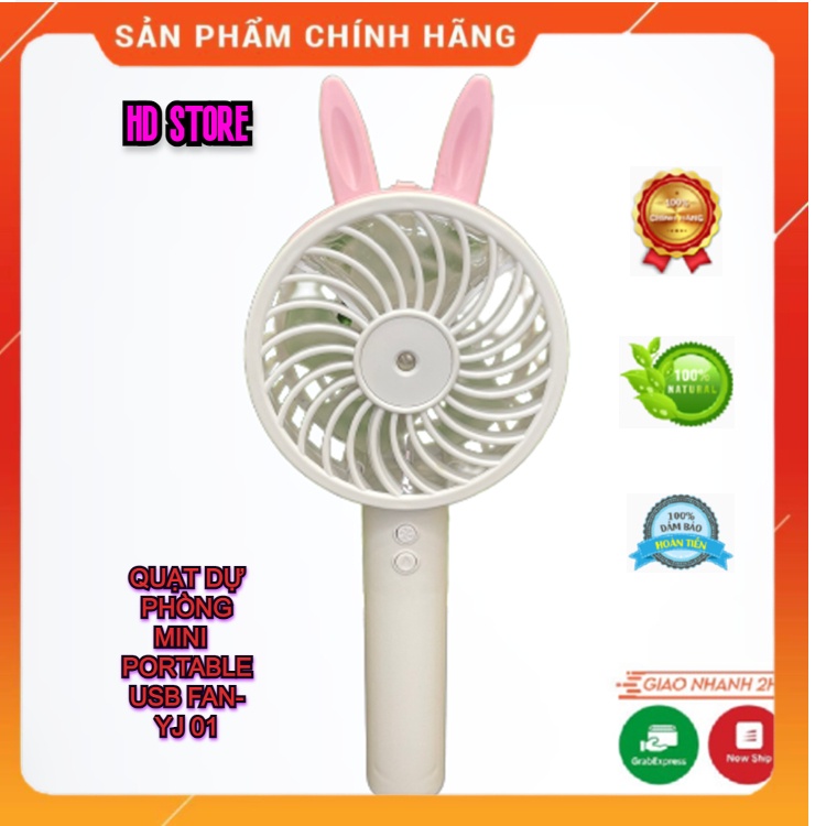 Quạt PORTABLE USB FAN- YJ 01 Quạt Phun Sương Cầm Tay Mini Điều Hòa Tạo Độ ẨM 3 Tốc Độ, Sạc Pin Tích Điện