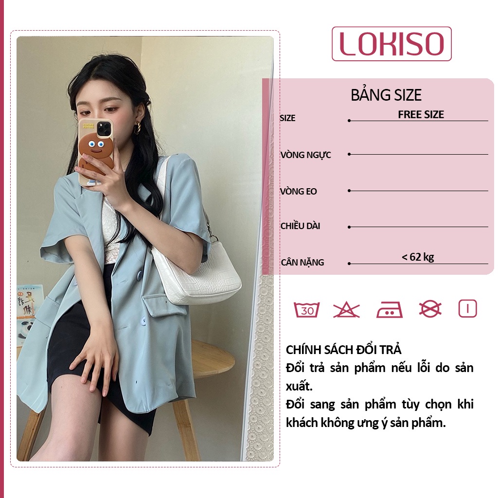 Áo blazer nữ tay ngắn form rộng công sở đẹp bigsize LOKISO AK07