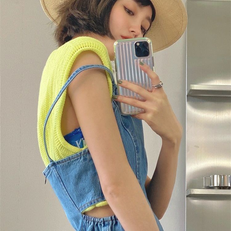 Váy yếmdenim dễ phối đồ không eo phong cách Hàn Quốc