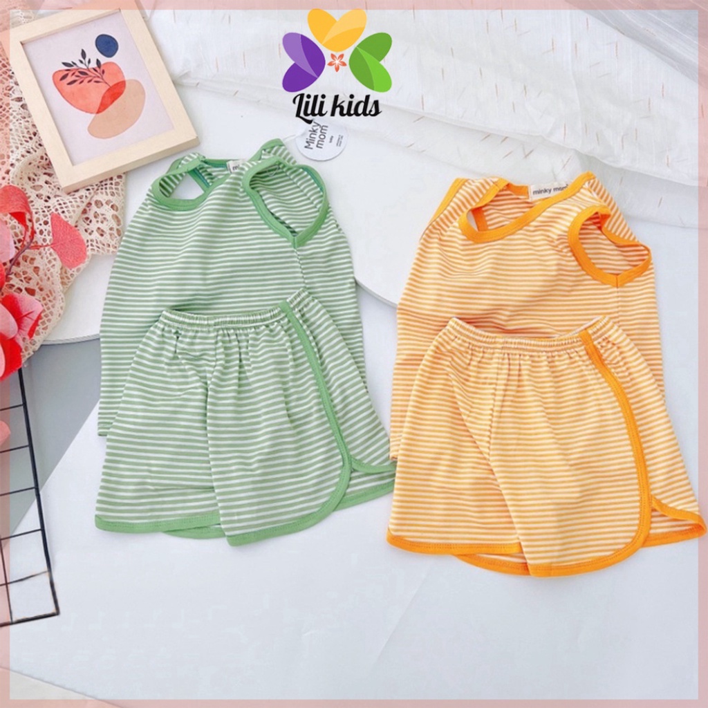 Bộ ba lỗ bé trai bé gái LILIKIDS vải thun lạnh kẻ nhiều màu bộ quần áo cho bé 3 lỗ mặc hè thoáng mát BBL05