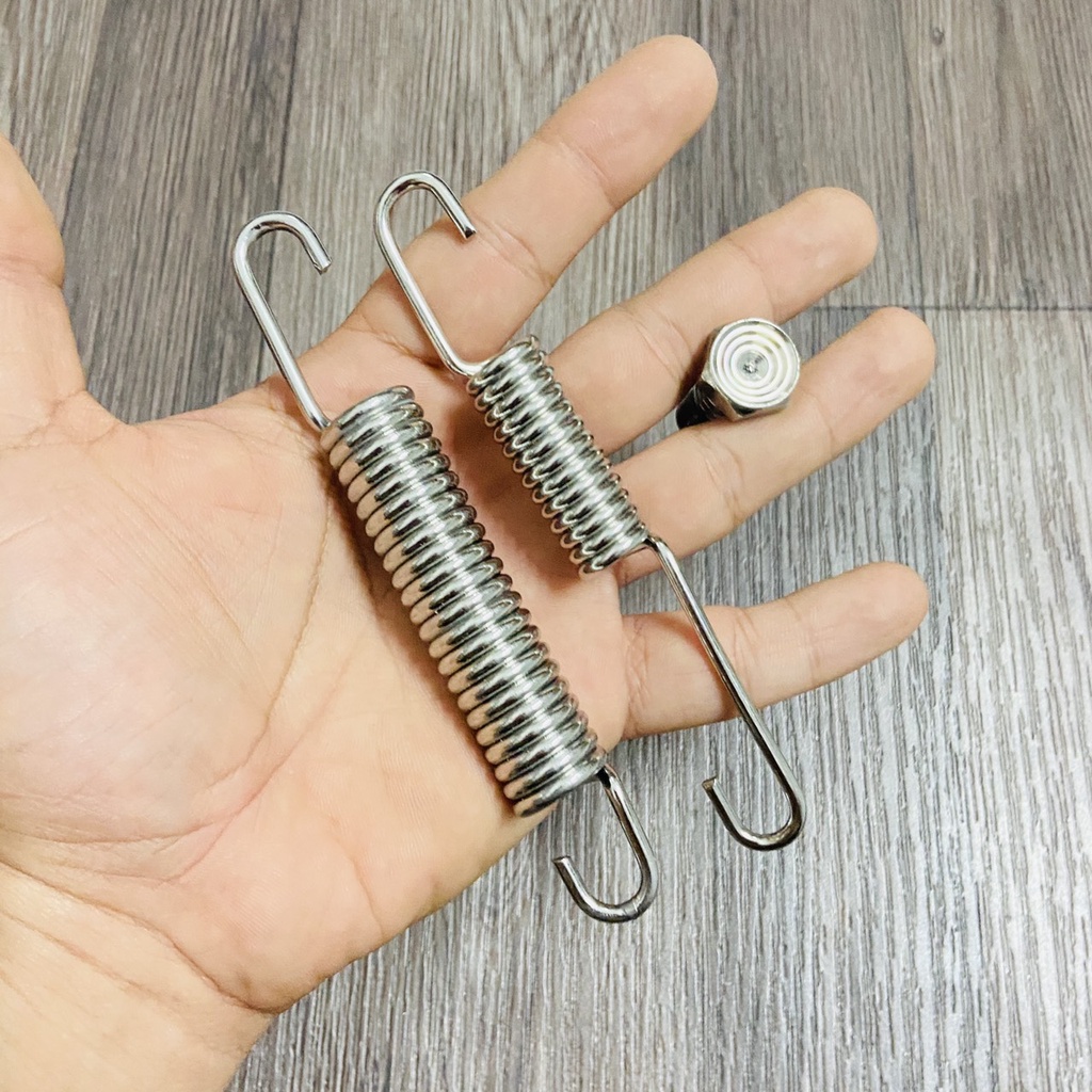 BỘ 3 LÒ XO CHÂN CHỐNG, ỐC CHÂN CHỐNG CHO EXCITER 135, 150 FULL INOX CAO CẤP