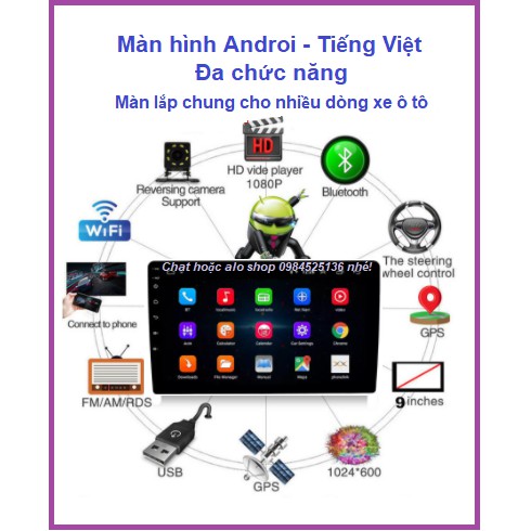 BỘ Màn hình ô tô dvd android 9 inch dùng Sim4G hoặc kết nối-phát Wifi theo xe honda CRV 2007-2011,đầu DVD giá rẻ.