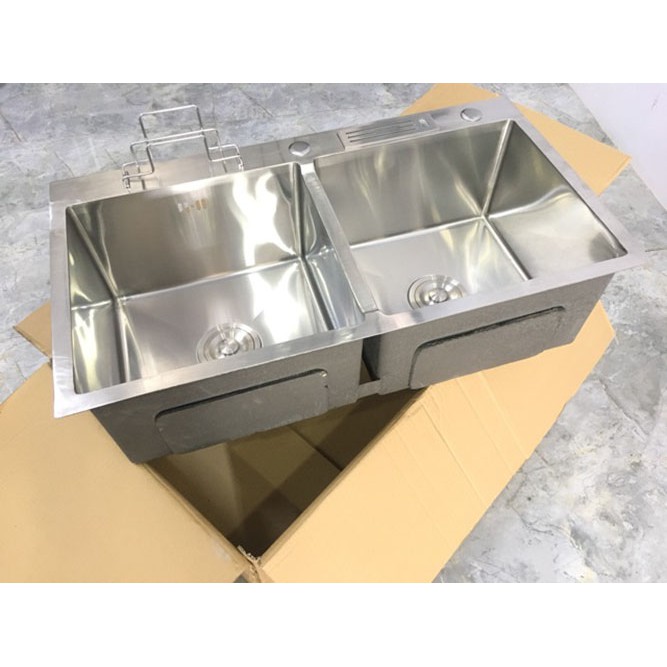 [GIÁ XƯỞNG]Chậu Rửa Chén Bát Inox 304 Đúc Kích Thước 8245cm Có Cài Dao, Gác Thớt.