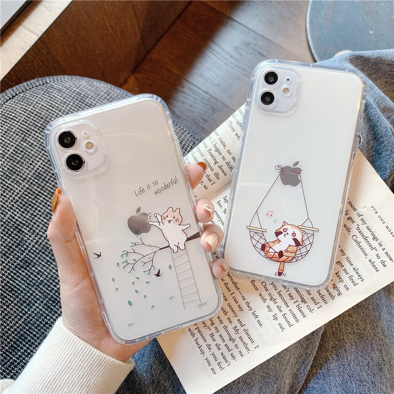 Ốp Điện Thoại Trong Suốt In Hình Mèo Dễ Thương Cho Iphone 12 I11 Pro Max Se2 Xr