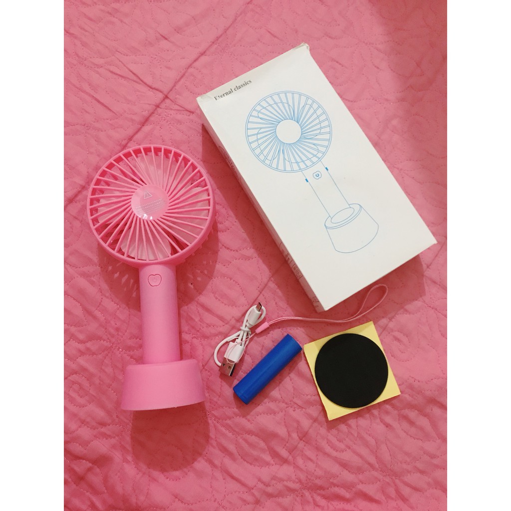 Quạt Tích Điện Mini Cầm Tay 3 Chế Độ Có Đế Để Bàn Tiện Lợi Đủ Màu | BigBuy360 - bigbuy360.vn