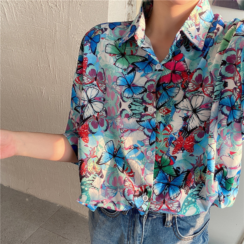 NRVP Áo sơ mi dáng rộng tay ngắn phong cách Hàn Quốc thời trang mùa thu 2021 dành cho nữ