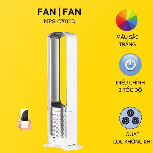 Quạt Không Cánh Lọc Không Khí NPS-CX003 -3 Tốc Độ Gió Điều Khiển Từ Xa-Lọc Không Khí Bụi Siêu Vi