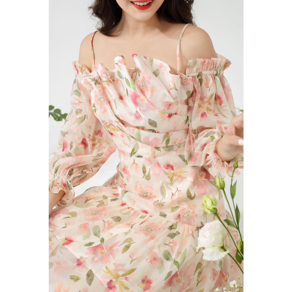 TIELA Đầm váy hoa trễ vai - Sandra Dress
