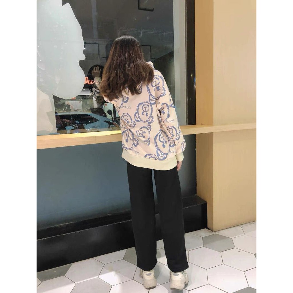 Áo khoác hoodie vải mềm hoạ tiết gấu đáng yêu thoải mái thời trang mùa thu dành cho nữ | BigBuy360 - bigbuy360.vn
