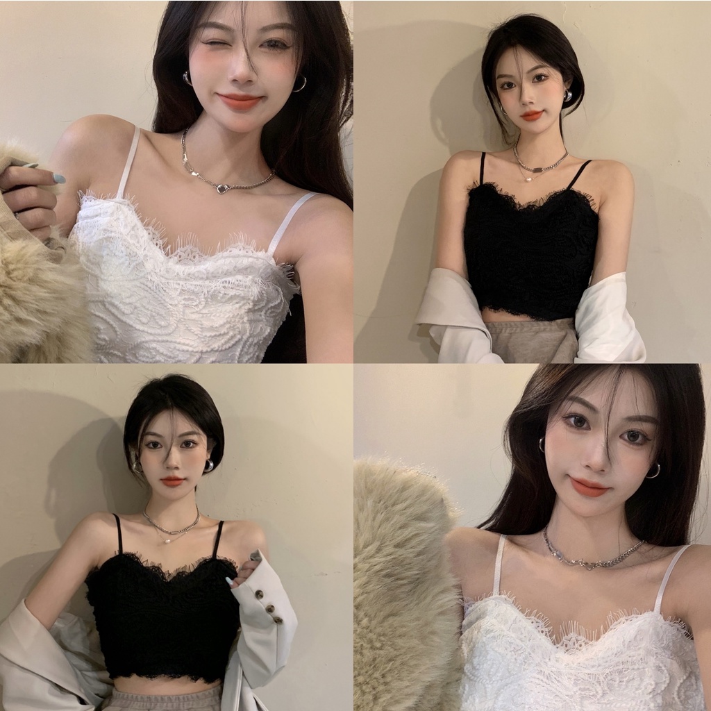 Áo hai dây XIAOZHAINV phối ren thời trang quyến rũ cho nữ