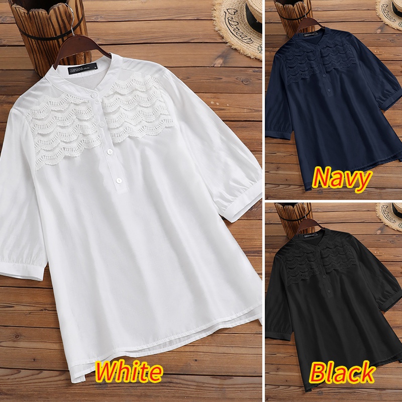 Zanzea Áo Tay Lửng Phối Ren Thời Trang Dành Cho Nữ