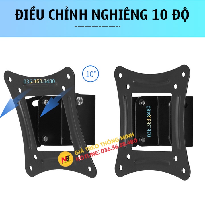 Giá Treo Màn Hình 17 - 27 Inch  - Tùy Chỉnh Góc Nghiêng Xuống 10 Độ Model C12 / Cách Tường 3,5 Cm