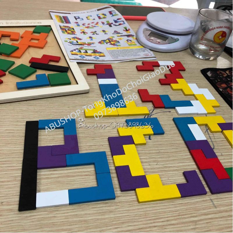 Combo TETRIS và TRÍ UẨN tangram - Đồ chơi trí tuệ size đại hàng chuẩn cho bé