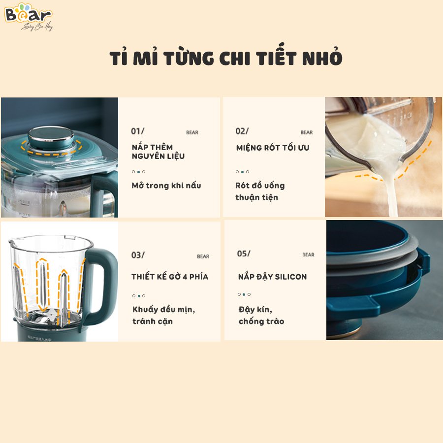 Máy xay nấu đa năng cách âm Bear PBJB06W1,Đa năng,Đa năng