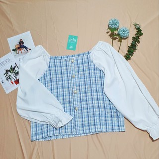 [BIGSIZE] Áo kiểu phối tay dài trắng