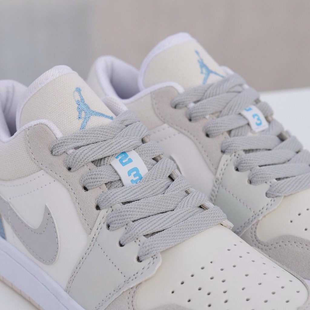Giày Air Jordan 1 Low Paris, giày thể thao Force trắng xám gót xanh | BigBuy360 - bigbuy360.vn