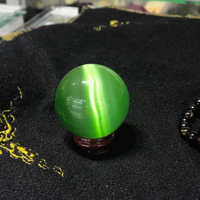Quả bi cầu đá mắt mèo xanh hàng đẹp mịn 5 cm 6 cm 8 cm 10 cm 12 cm