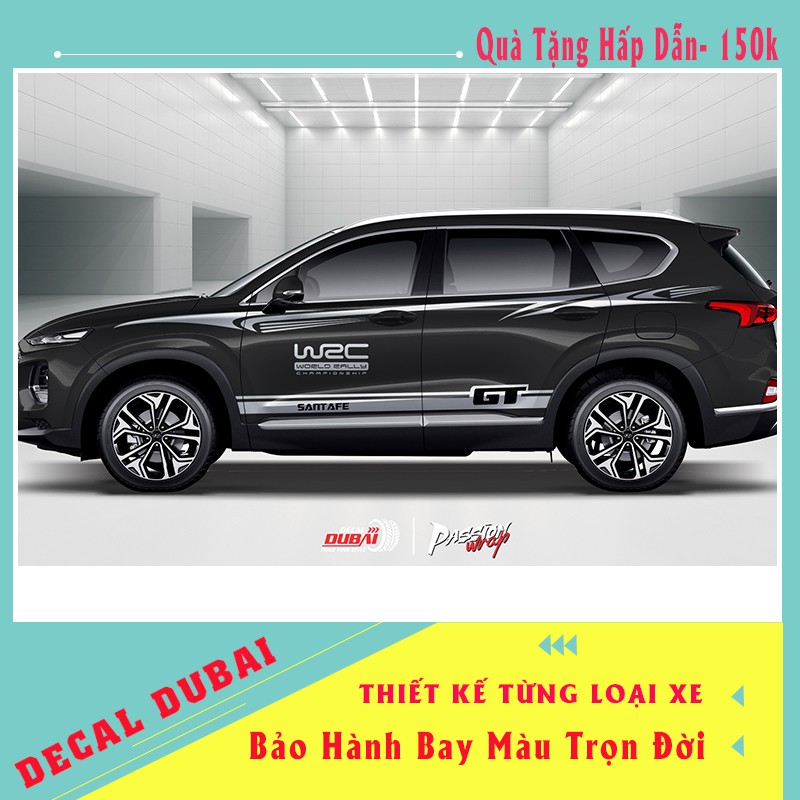 Tem Dán Xe Santafe Đen Thể Thao GT - Decal Santafe Đẹp