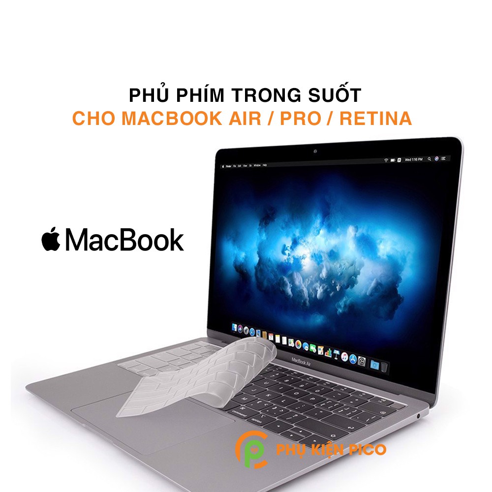 Phủ phím Macbook Air, Macbook Pro, Macbook Retina trong suốt TPU cao cấp chống nước, bụi bẩn - Phủ phím Macbook