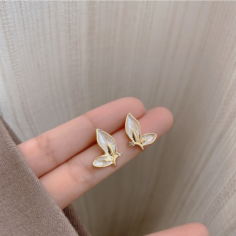 Bông Tai Bạc 925 Hình Bướm Đơn Giản Phong Cách Hàn Quốc