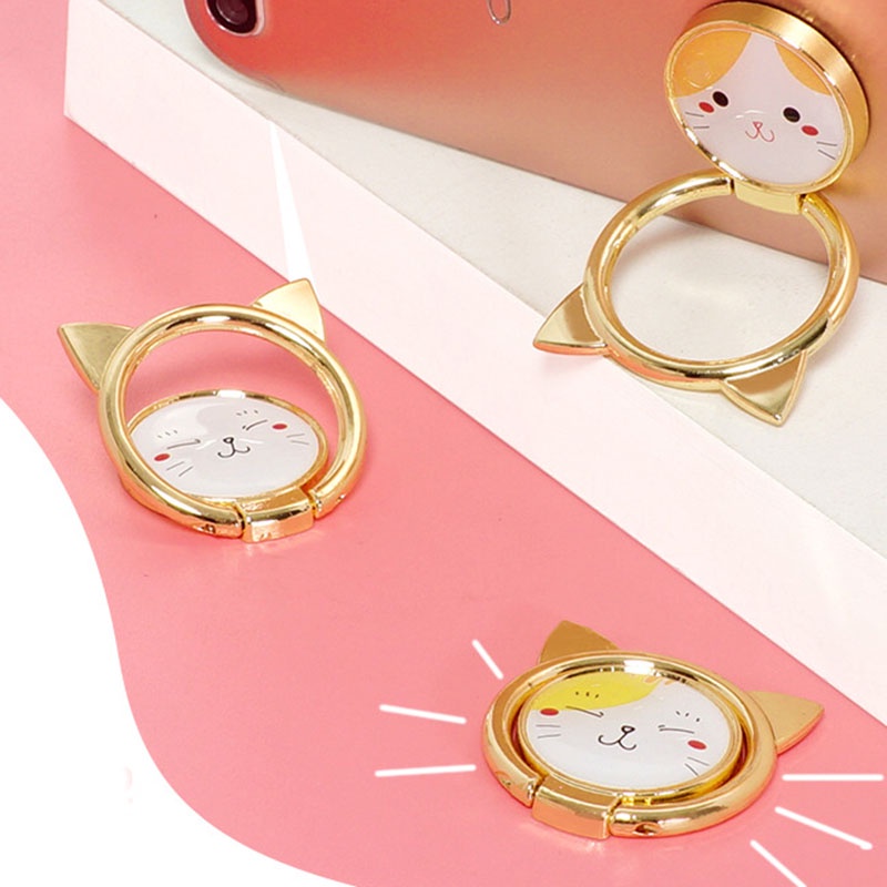 360 Đa Năng° Giá Đỡ Điện Thoại Bằng Kim Loại Hình Chú Mèo Dễ Thương Có Thể Xoay Được